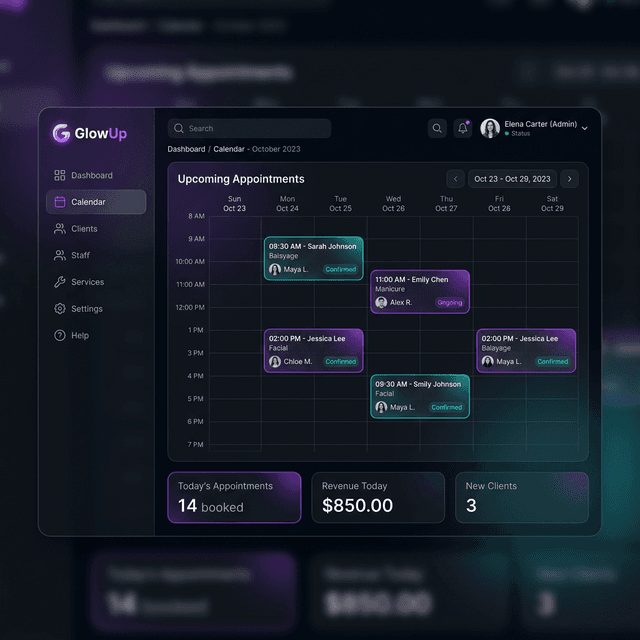 Vista previa del Panel de GlowUp